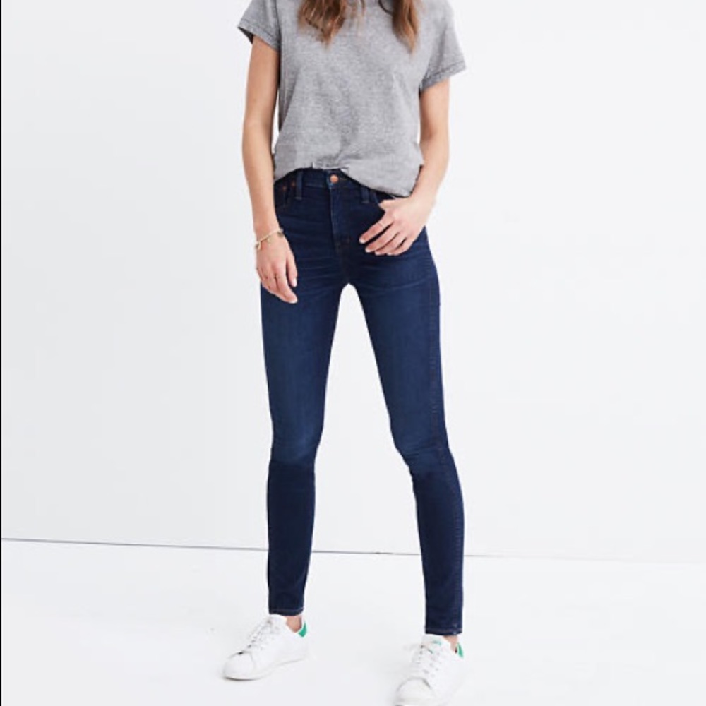 Madewell 10 Inch High Rise Skinny Jeans Dark Wash - Picture 1 of 7